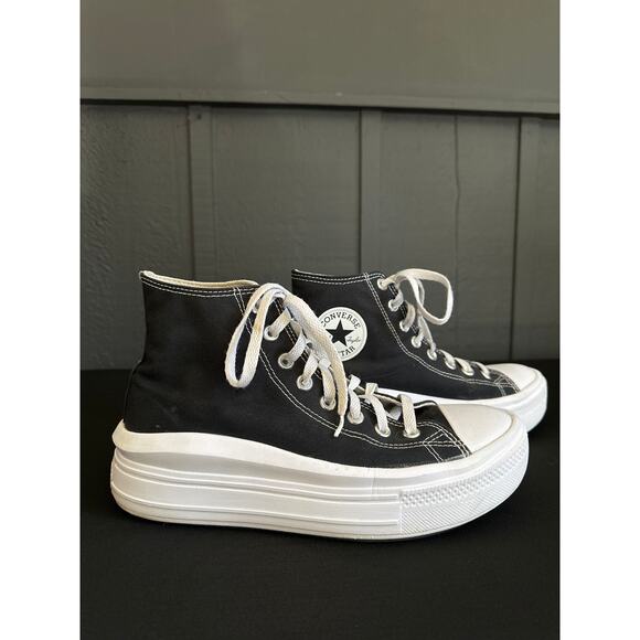 Converse Chuck Taylor All Star Move Platform High top Sneakers Black White Sz 10 - Picture 5 of 13